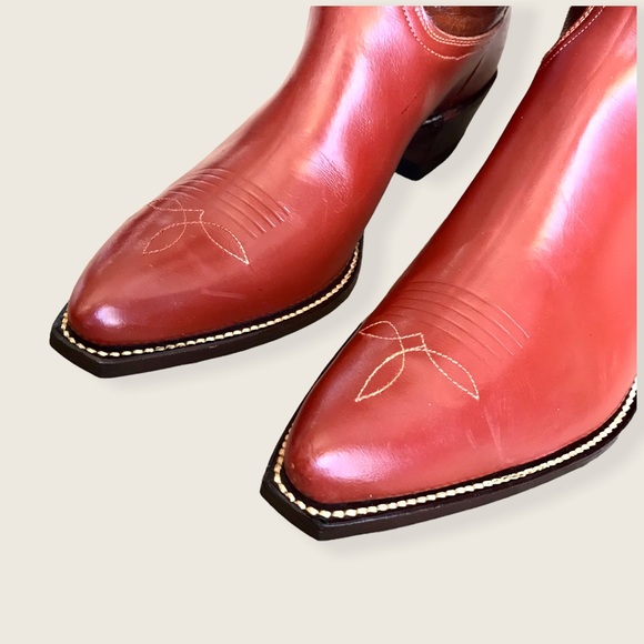 RARE 1950'S Frye Rancher Red/Brown Leather Cowboy Vintage Calf-High Boots - Picture 5 of 16